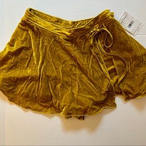 NWT Free People Velvet Skort in Mustard/Gold